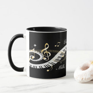 Personalised Piano Keys and Golden Music Notes Mug