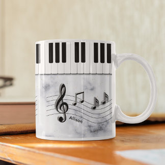 Personalised Piano Keys and Music Notes Coffee Mug