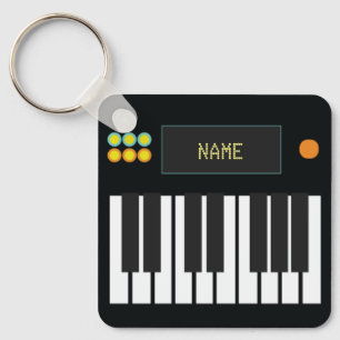 Personalised Piano Keys Keyboard Keychain Black