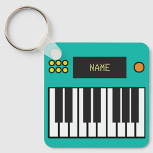 Personalised Piano Keys Keyboard Keychain Turquois