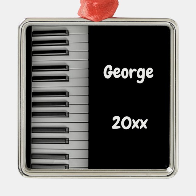 Personalised Piano Keys Metal Ornament (Front)