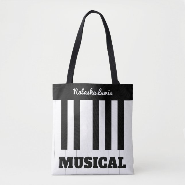 Personalised Piano Keys Music Musical Instrument Tote Bag (Front)