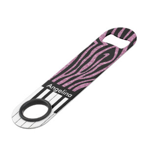 Personalised Piano Keys Pink Glitter Zebra Print