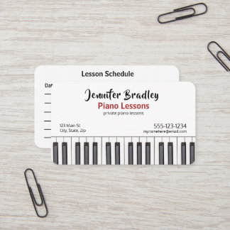 Personalised Piano Teacher Business Cards