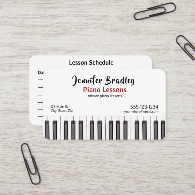 Personalised Piano Teacher Business Cards (Front/Back In Situ)