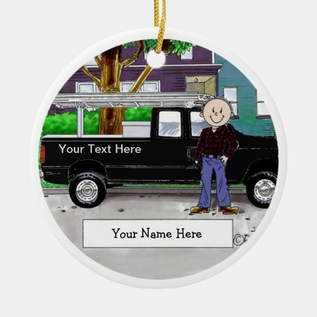 Personalised Pick Up Black Truck - Male Ceramic Ornament (Front)