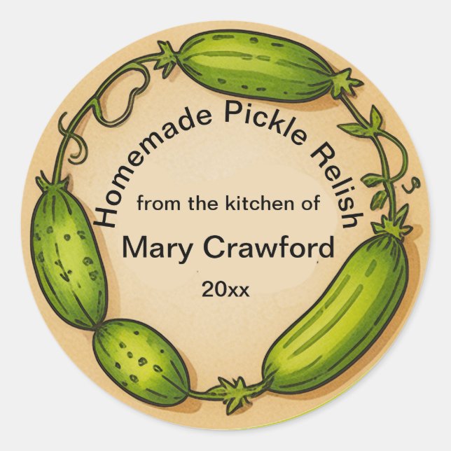 Personalised Pickle Canning Jarring Labels (Front)