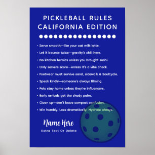 Personalised Pickleball California Edition Poster