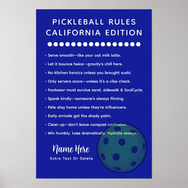Personalised Pickleball California Edition Poster (Front)