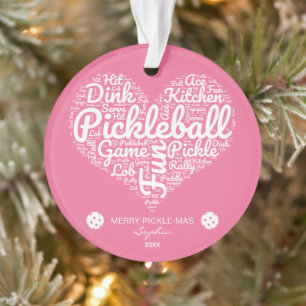 Personalised Pickleball Christmas Heart Ornament