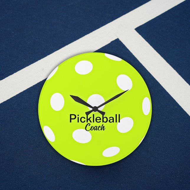 Personalised Pickleball Coach Yellow Large Clock (Creator Uploaded)