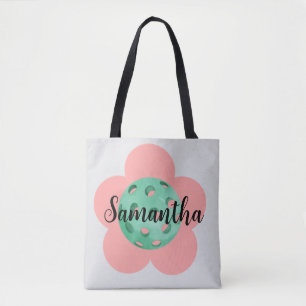 Personalised Pickleball Flower Simply Drawn Tote Bag