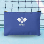 Personalised Pickleball Gift Custom Name Text Blue Accessory Pouch<br><div class="desc">This super cute accessory pouch features crossed Pickleball Paddles,  a ball and your custom text.  Perfect for make up,  toiletries,  jewellery and pickleball necessities. Easily change the blue colour to another to suit your style. Makes an awesome gift for your pickleball bestie,  coach,  mum and of course yourself!</div>