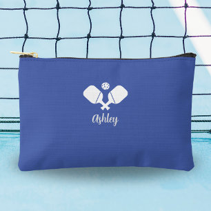 Personalised Pickleball Gift Custom Name Text Blue Accessory Pouch