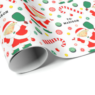 Personalised Pickleball Holiday Gift Wrapping Paper