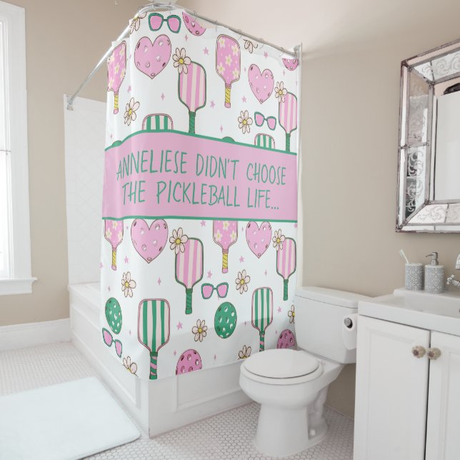 Personalised Pickleball Life Funny Quote Shower Curtain (In Situ)