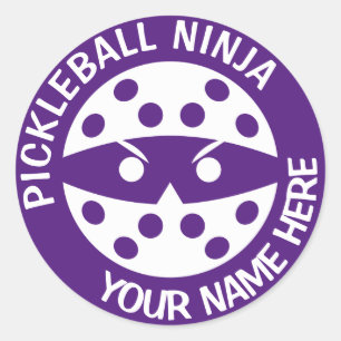 Personalised Pickleball ninja red Classic Round Sticker
