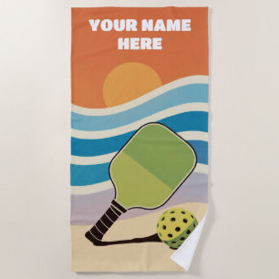 Personalised Pickleball Paddle And Sunset Beach Towel