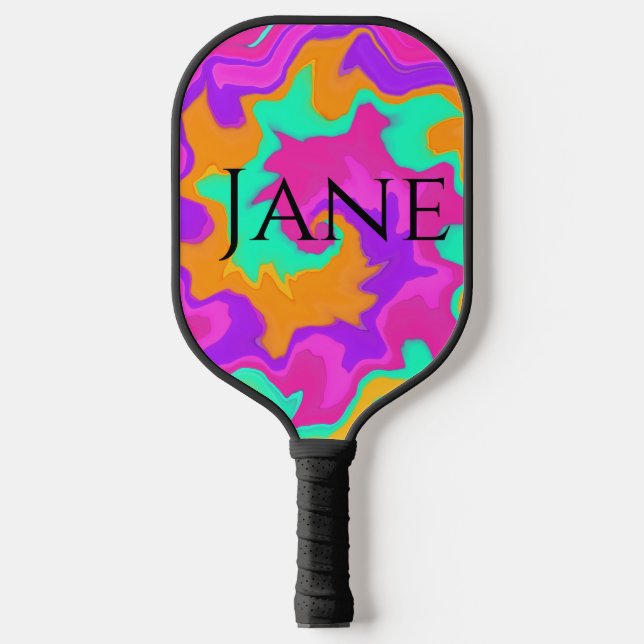Personalised Pickleball Paddle – Colourful Swirl  (Front)