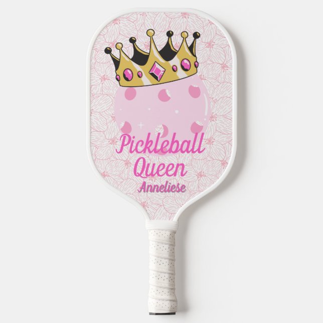 Personalised "Pickleball Queen" with Crown Design Pickleball Paddle (Front)