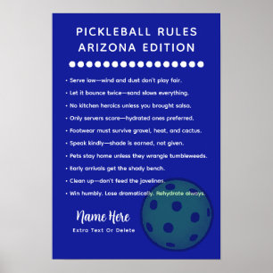Personalised Pickleball Rules Arizona Edition Post Poster
