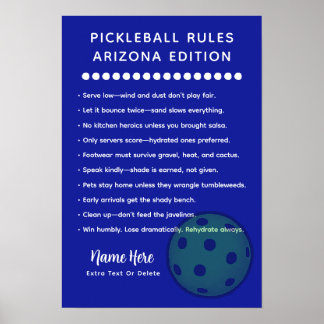 Personalised Pickleball Rules Arizona Edition Post Poster