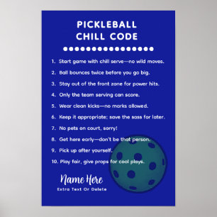Personalised Pickleball Rules CHILL CODE Poster