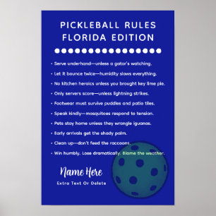 Personalised Pickleball Rules Florida Rules Poster