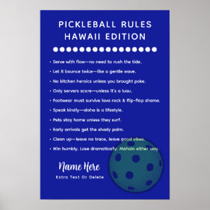 Personalised Pickleball Rules Hawaii Edition Post Poster