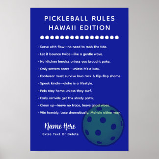 Personalised Pickleball Rules Hawaii Edition Post Poster