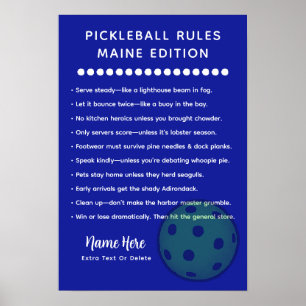 Personalised Pickleball Rules Maine Edition Poster