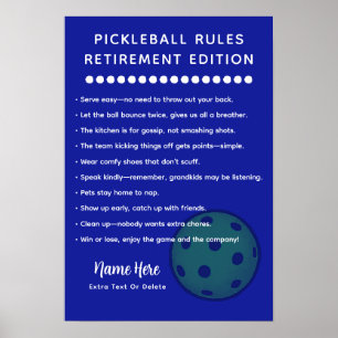 Personalised Pickleball Rules RETIRE EDITION Poster