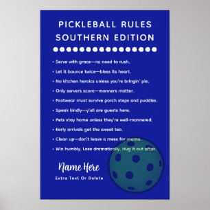 Personalised Pickleball Rules Southern Edition Poster