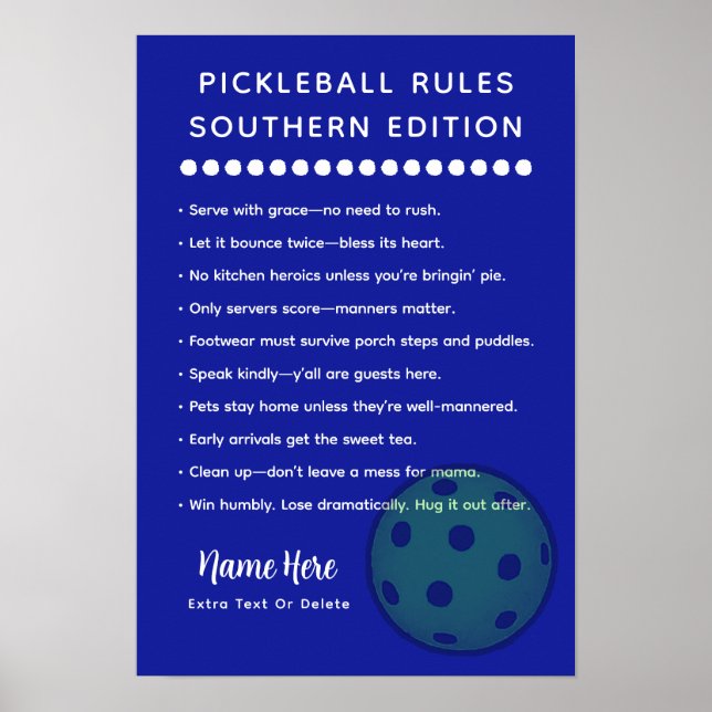 Personalised Pickleball Rules Southern Edition Poster (Front)