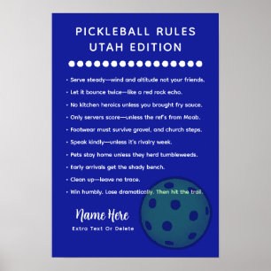 Personalised Pickleball Rules Utah Edition Post Poster