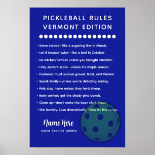 Personalised Pickleball Rules Vermont Edition Poster