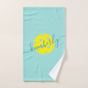 Personalised Pickleball Script Name Teal Hand Towel