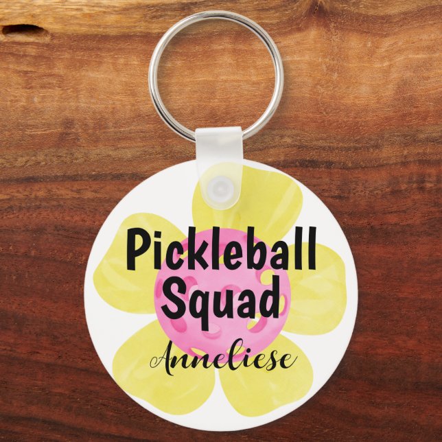 Personalised Pickleball Squad Flower Gift Key Ring (Front)