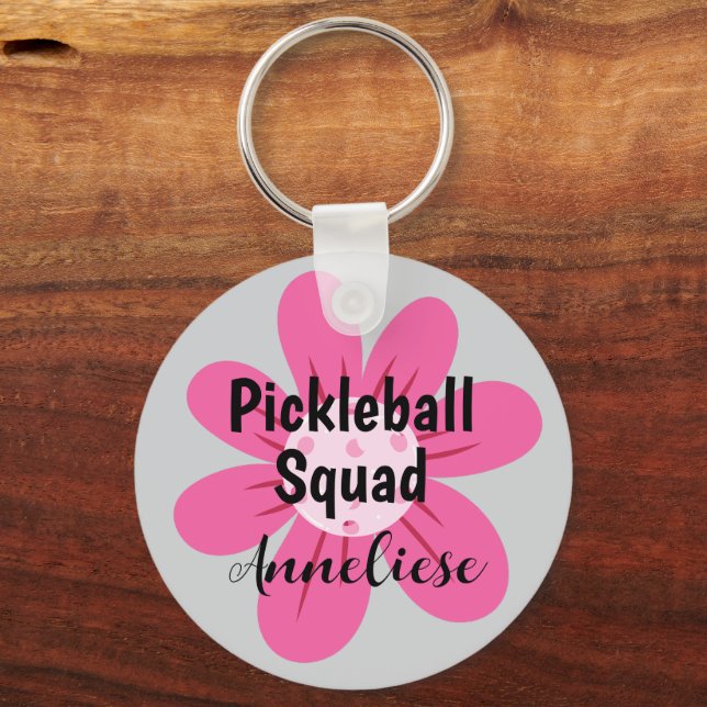 Personalised Pickleball Squad Flower Gift  Key Ring (Front)