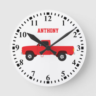 Personalised Pickup Truck Transportation Trucks Round Clock