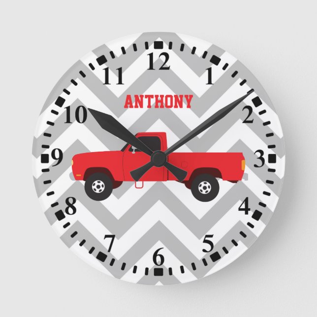 Personalised Pickup Truck Transportation Trucks Round Clock (Front)