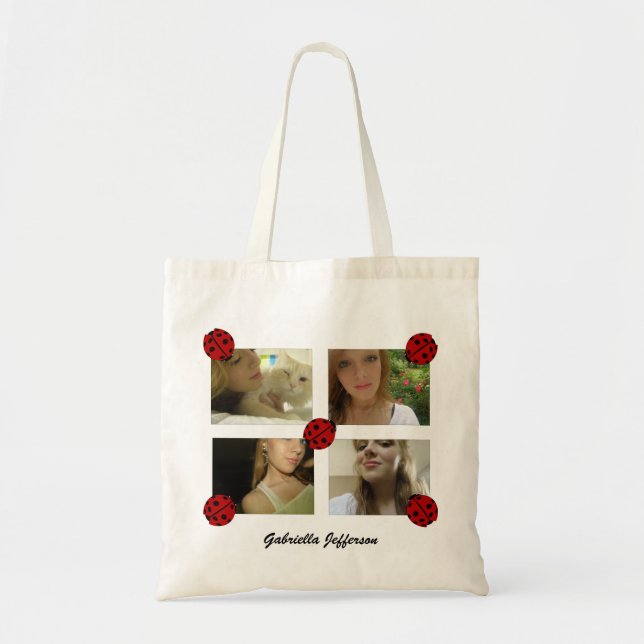 Personalised Picture Collage: Ladybug Tote Bag (Front)