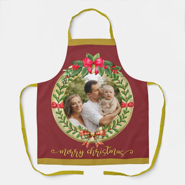 Personalised Picture Frame and Christmas Wreath  A Apron (Front)
