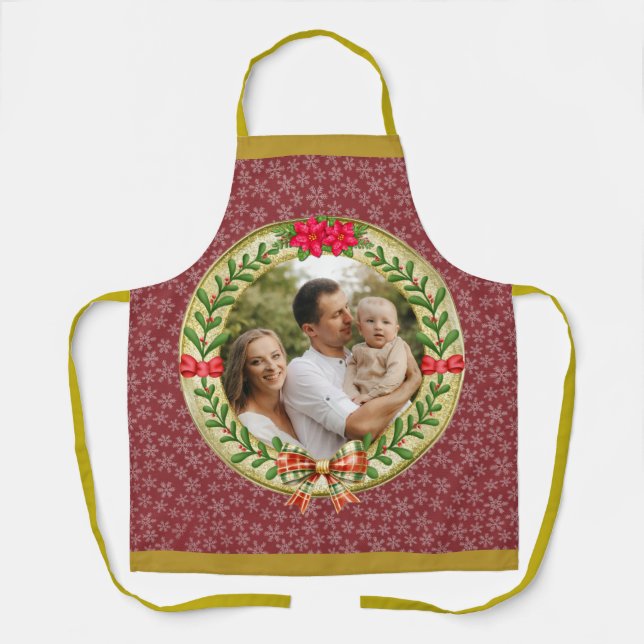 Personalised Picture Frame and Christmas Wreath  Apron (Front)
