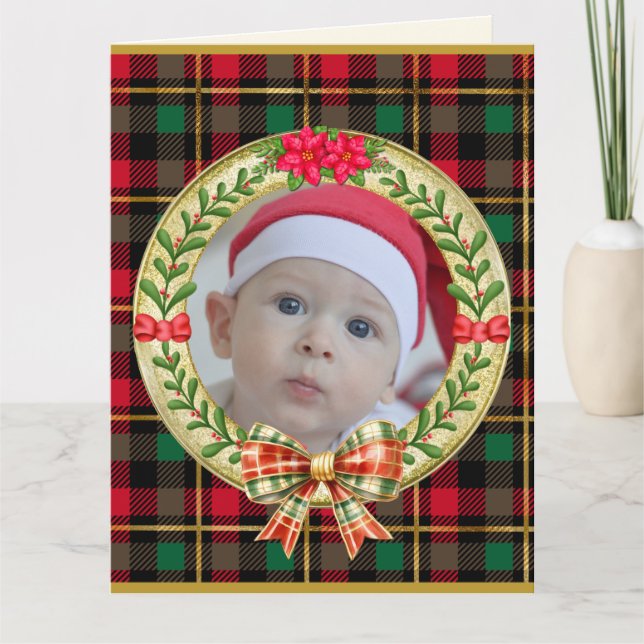 Personalised Picture Frame and Christmas Wreath  C Card (Front)