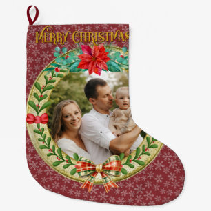 Personalised Picture Frame and Christmas Wreath  L Large Christmas Stocking