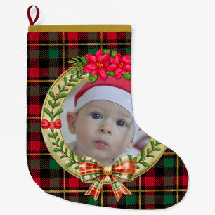 Personalised Picture Frame and Christmas Wreath Large Christmas Stocking