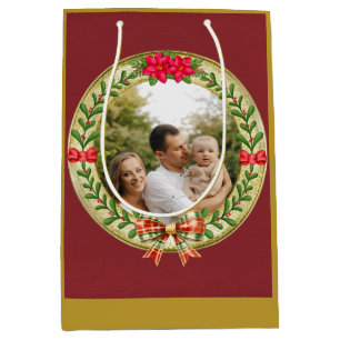 Personalised Picture Frame and Christmas Wreath Medium Gift Bag