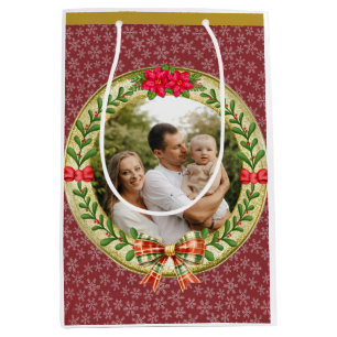 Personalised Picture Frame and Christmas Wreath Medium Gift Bag