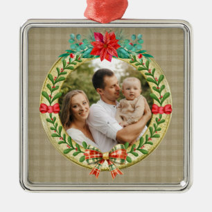 Personalised Picture Frame and Christmas Wreath Metal Ornament